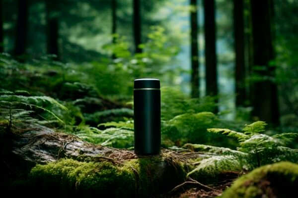 Electronic deer scent dispenser in a wooded hunting environment