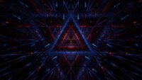 Glowing arcane symbol with ancient runes floating above a neon cyberpunk digital grid